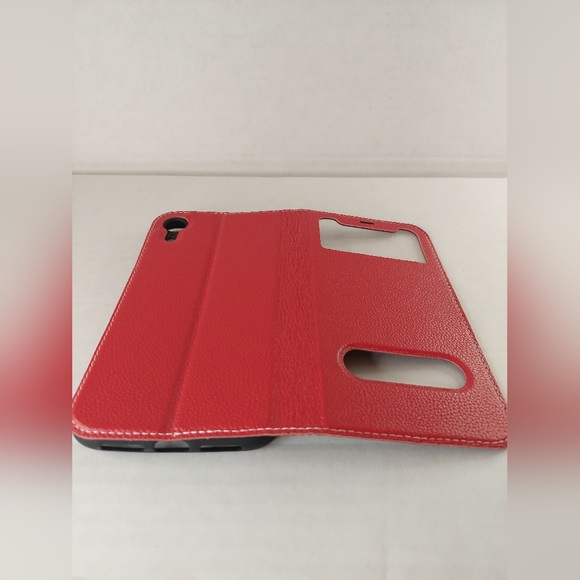 Copmob Orange IPXR iPhone XR Fold Multi-Material Genuine Leather Flip Case - Picture 5 of 11